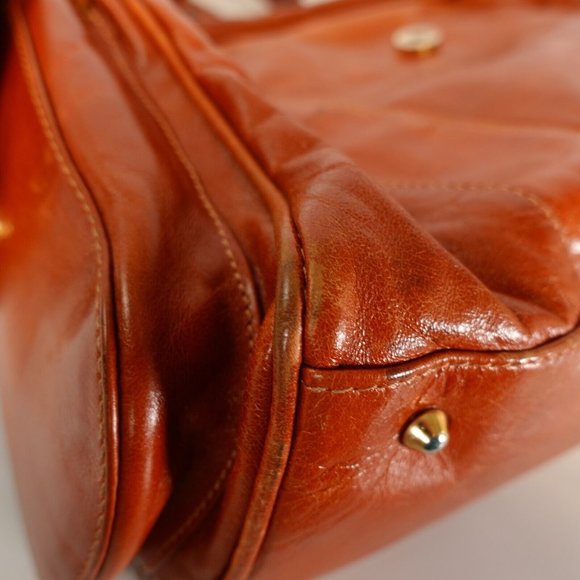 VERA PELLE Bag Brown Real Leather Shoulder Hobo Boho Large Italian Genuine Italy - Picture 13 of 15